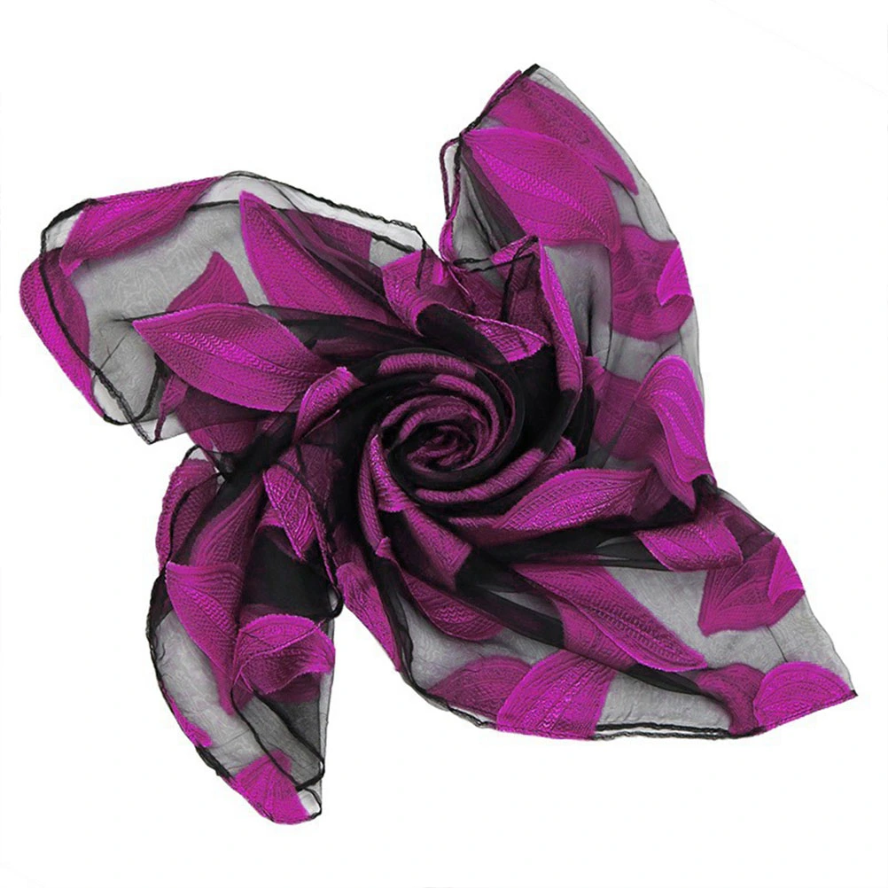 Solid Color Beach Towel Sun Block Cape Leaves Pattern Cloak Summer Scarf Rosy