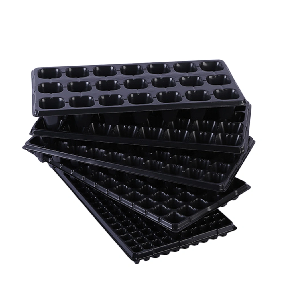 5PCS Tray Vegetable Succulent Sprouts Flat Plate Non-porous Forest Thickening Transparent Tray 21 Holes (Black)