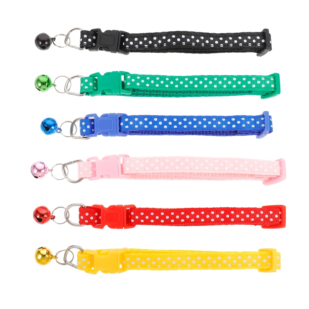 6 Colors Adjustable Safety Buckle Bell Strap Cat Little Dog Polka Dot Pet Collar