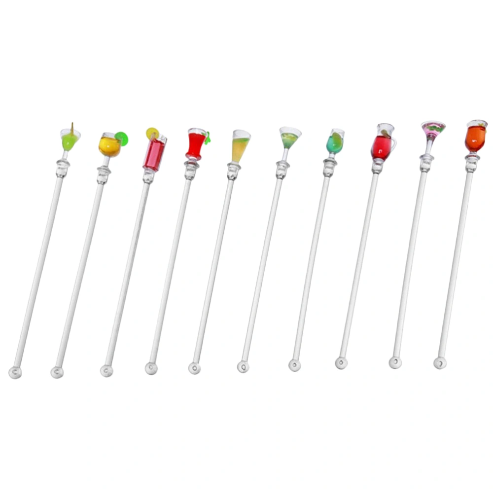 10pcs Colorful Stirring Mixing Sticks Cocktail Drink Mixer for Bar Mixed Style