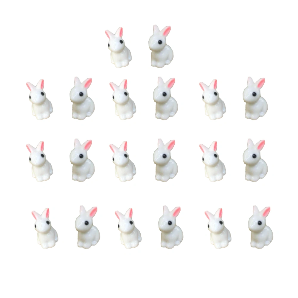 20pcs Rabbit Shaped Desktop Decor Adorable Resin Crafts Ornaments Micro Landscape Adornment for Home Living Room