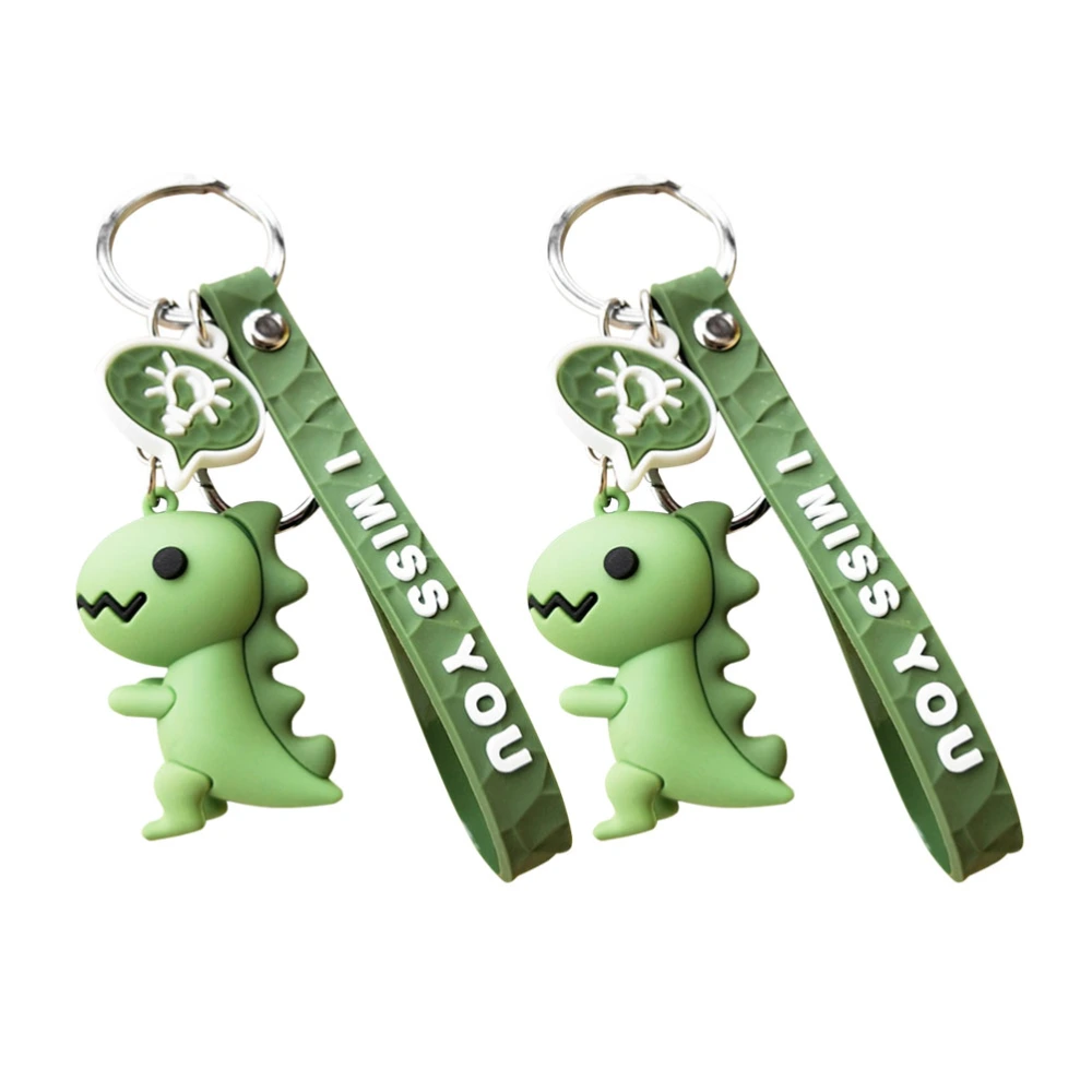 2pcs Dinosaur Key Chain Creative Cartoon Key Chain Dinosaur Keyring Bag Keyring Pendant