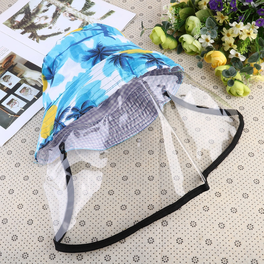 1PC Anti-Spittle Protective with Face Cover Sun Hat Anti-Spatter Protection Hat Fisherman Hat for Men Women Outdoor (Coconut Tree)