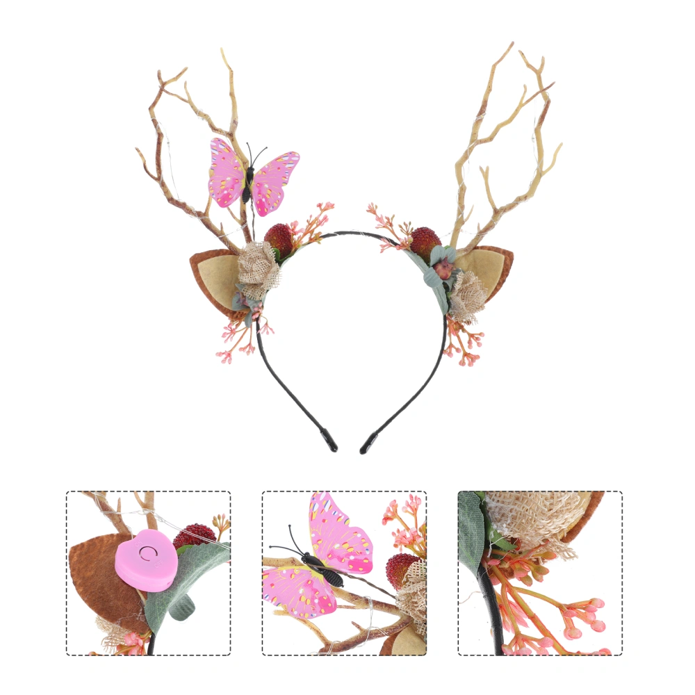 1pc Delicate Christmas Reindeer Hair Antlers Branches Berries Headband