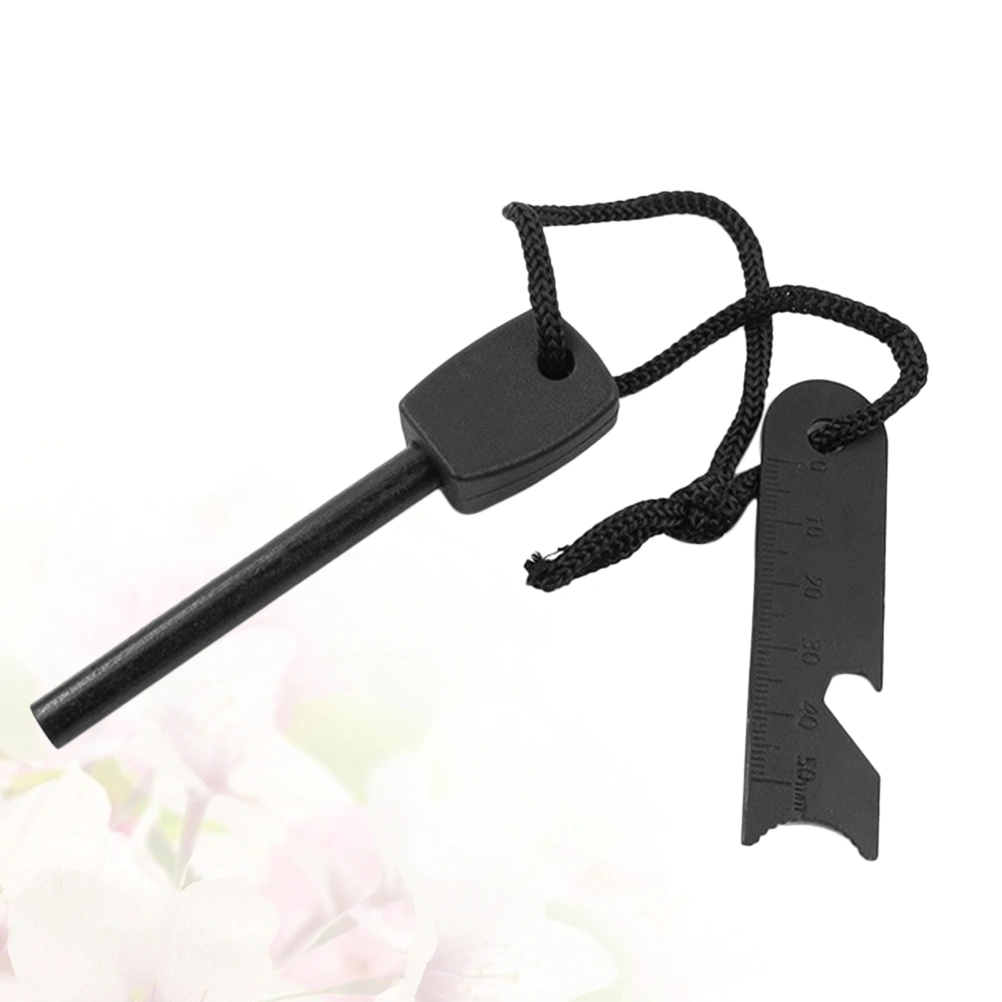 Portable Magnesium Rod Lighter Solid Fire Starter Flint Firesteel for Outdoor Travel Camping Adventure Hunting Use (Black)