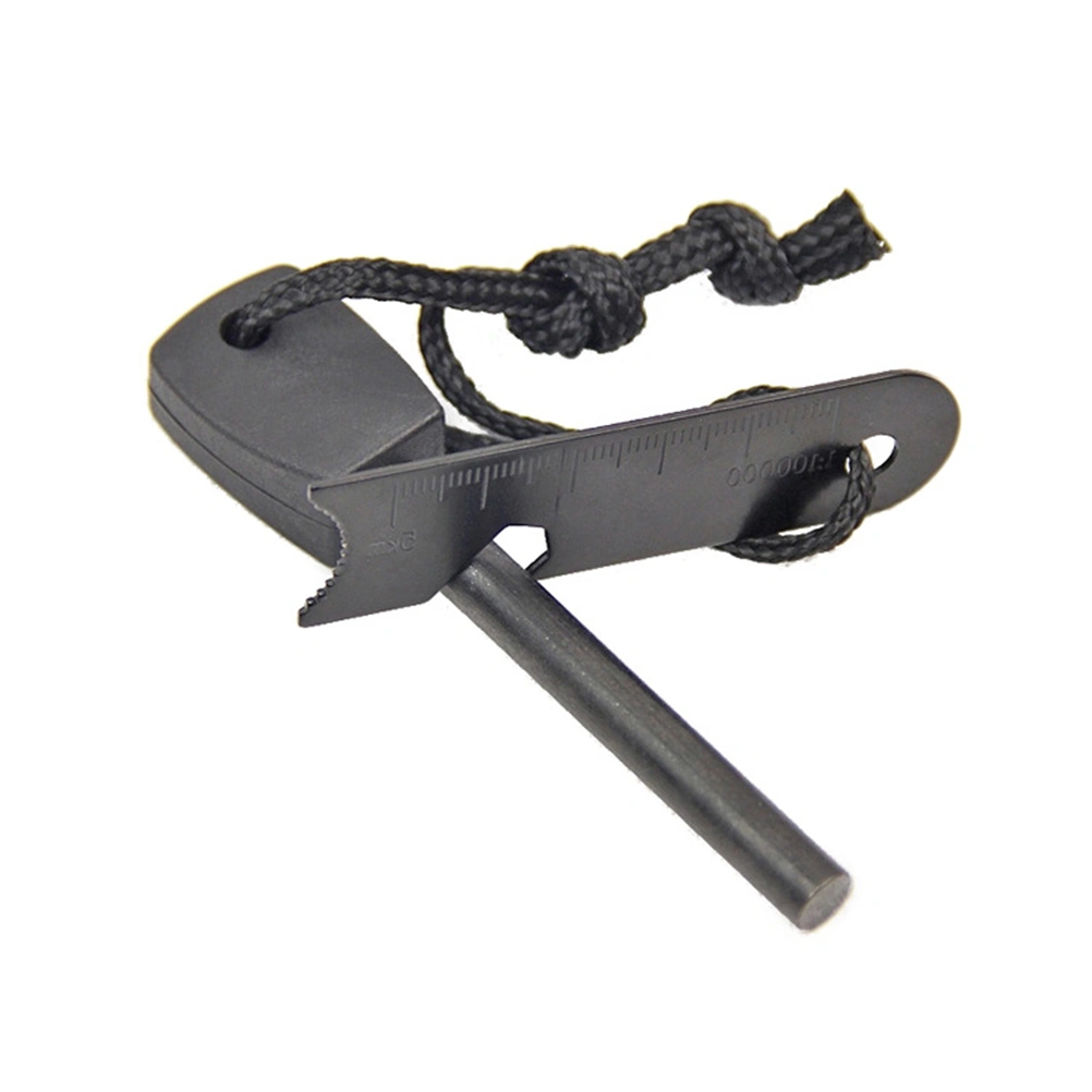Portable Magnesium Rod Lighter Solid Fire Starter Flint Firesteel for Outdoor Travel Camping Adventure Hunting Use (Black)