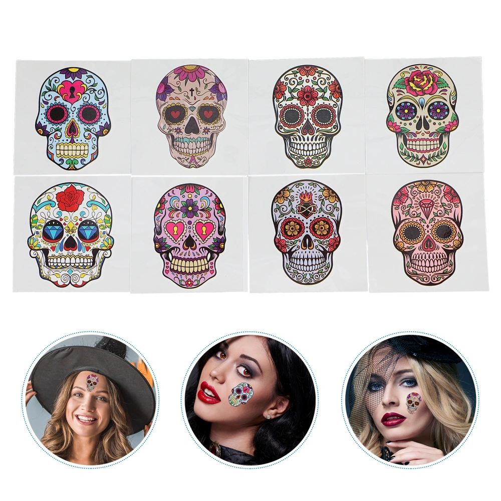 48pcs Halloween Skull Tattoos Temporary Face Tattoos Stickers Party Favors