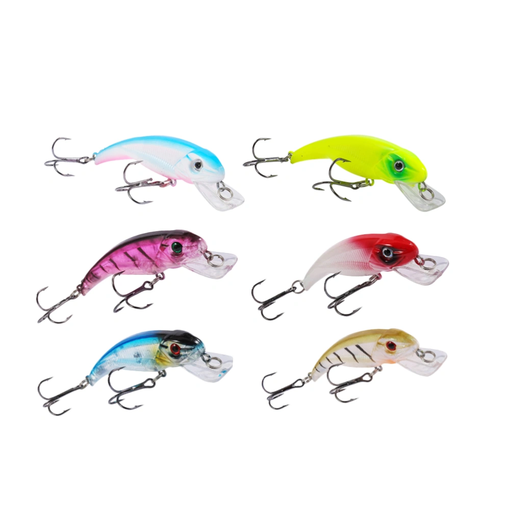 6pcs One Bag 7.7CM 6.3G Sinking Fish Shape Lure Bait Simulation Fishing Lures Baits (Random Color)