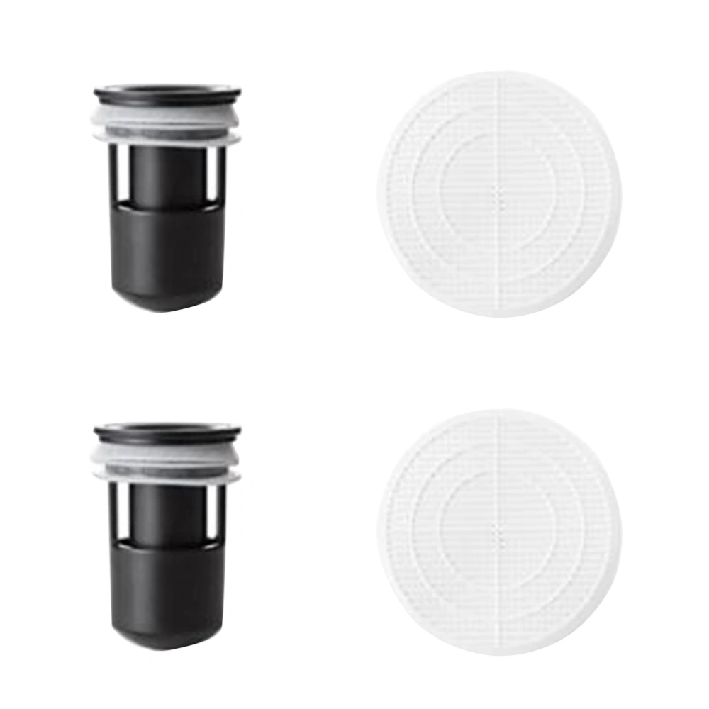 2PCS Floor Strainer Core Shower Drain Cover Bathroom Hair Catcher Stopper with 2PCS Filter Net for Home Hotel (Black)