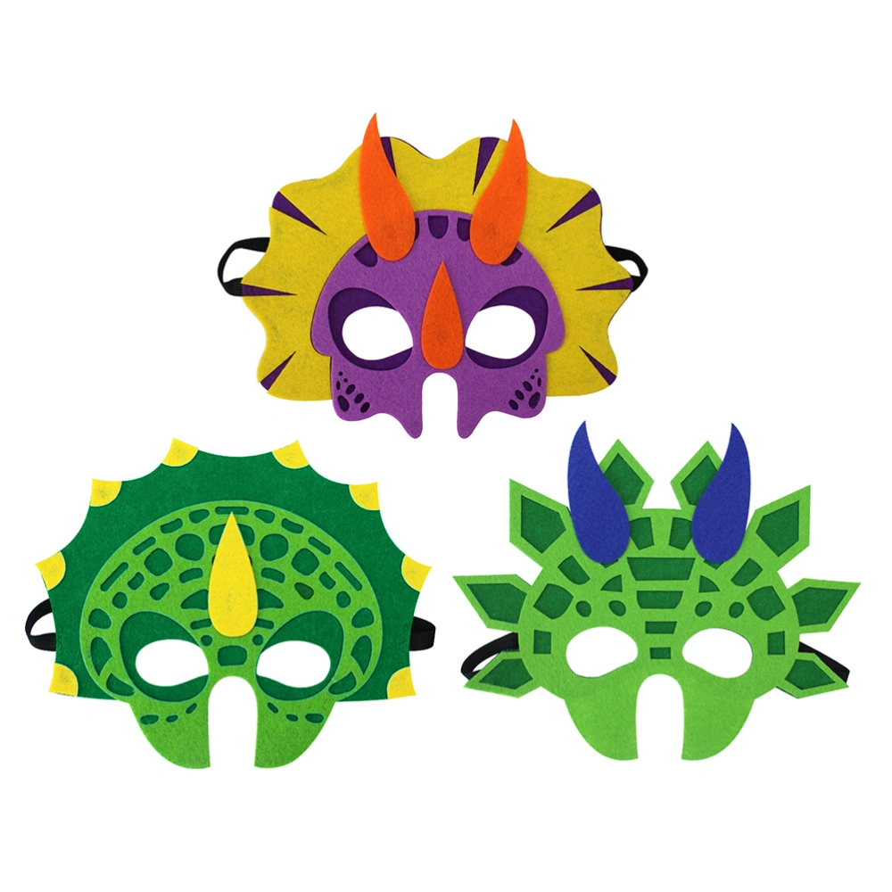 3PCS Dinosaur Party Masks Party Favors Decorations for Kids Themed Party Masquerade(Stegosaurus + Triceratops + Unicorn)