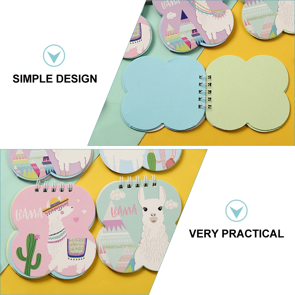 4pcs Alpaca Pattern Notepad Student Note Book Coil Notepad Journal Book