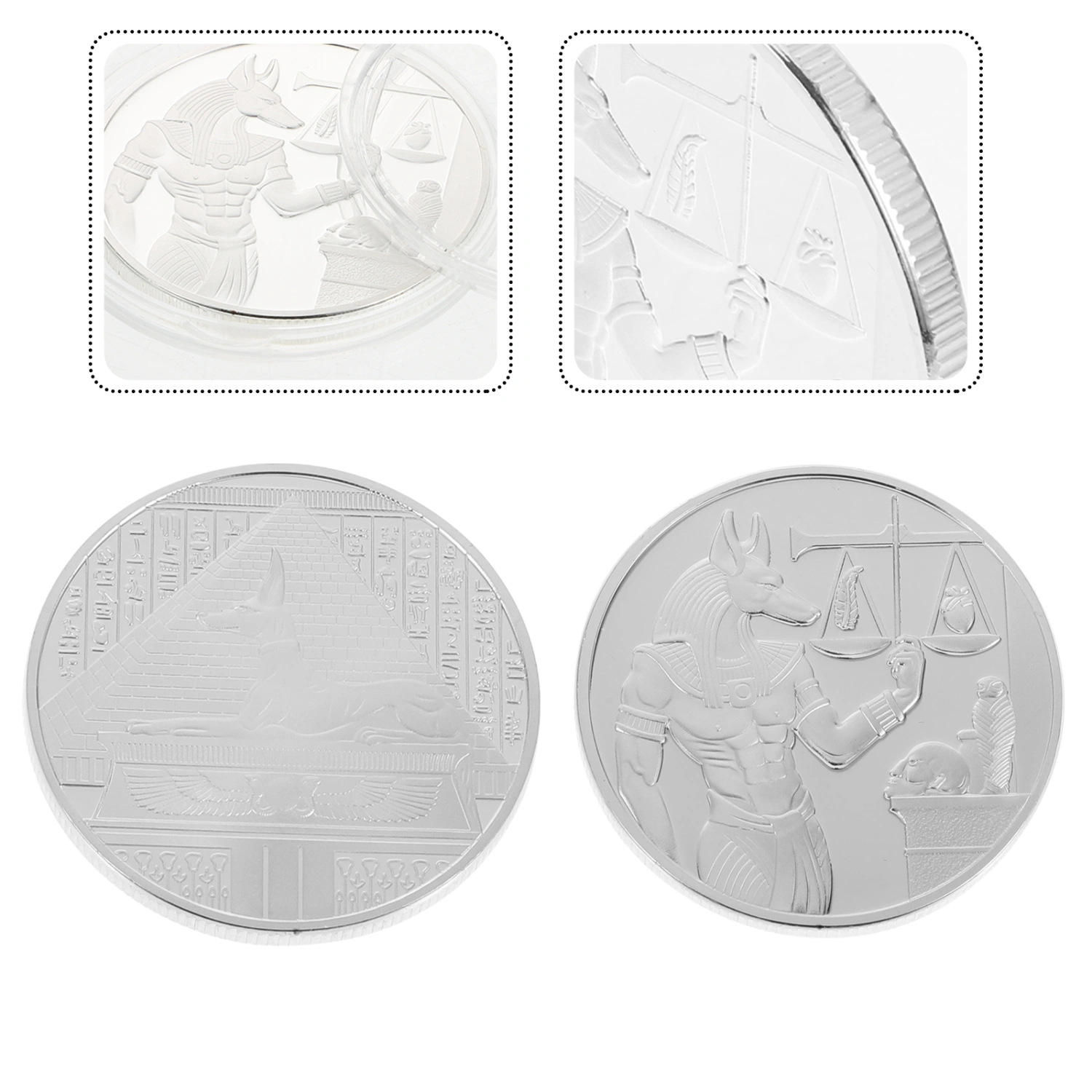 2Pcs Vintage Egypt Anubis Coins Collecting Coins Iron Commemorative Coins