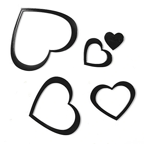 5pcs Heart-shaped Removable Wooden 3D Wall Backdrop Sticker Wall Decals Home DIY Black