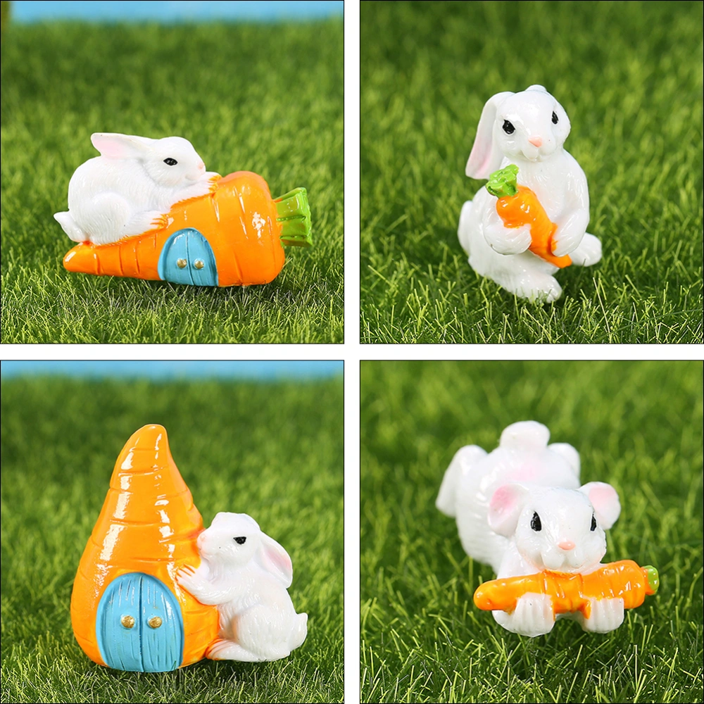 6 Pcs Rabbit Resin Adorns Simulated Bunny Statues Rabbit Ornaments(Random Color)