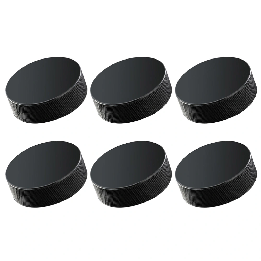 6 Pcs Professional Rubber Ice Hockey Pucks Standard Hockey Balls Sports Supplies for Practice Training Game (Black)