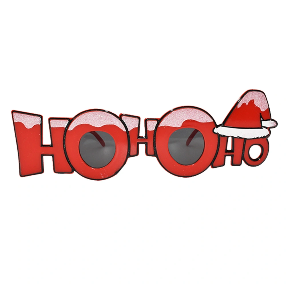 Christmas Glasses HO HO HO Sunglasses Unisex Party Funny Eyeglasses Letter Spectacles Toy Stage Property(Red)