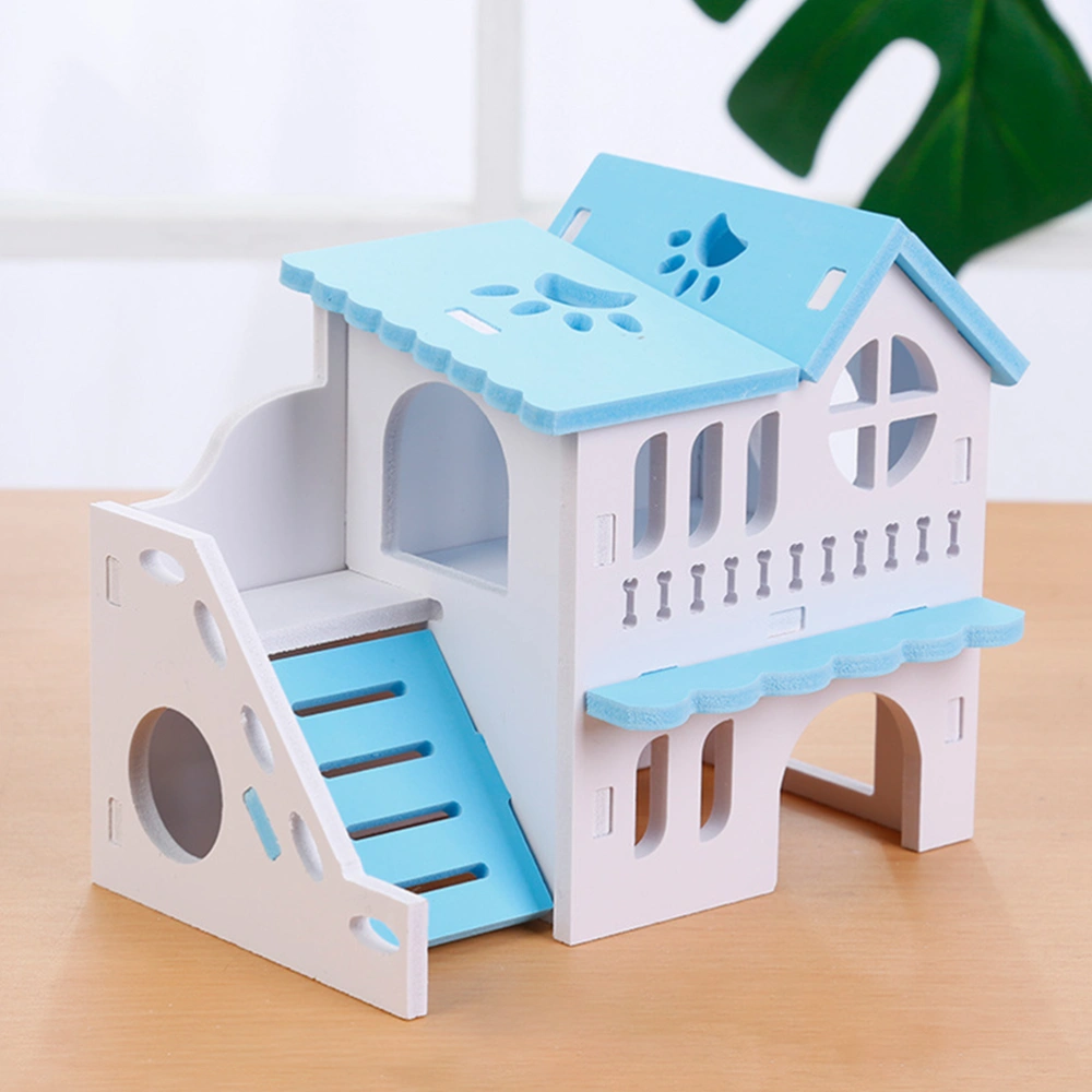 Hamster Animal Hideout Hamster House Double-storey Pet Wooden Hut Play Toy