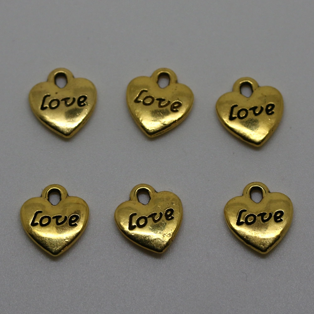 20PCS Love Charms Alloy Heart Shape Letter Carving Pendants Charms DIY Jewelry Making Accessory for Necklace Bracelet (Golden)