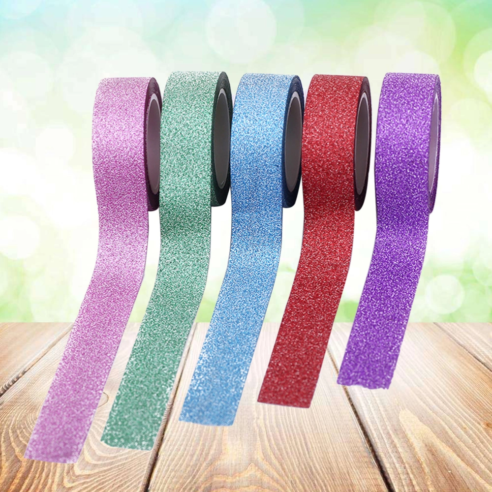 5pcs Glitter Paper Tape for Wedding Christmas Scrapbook Decoration DIY Adhesive Tape (Random Color)