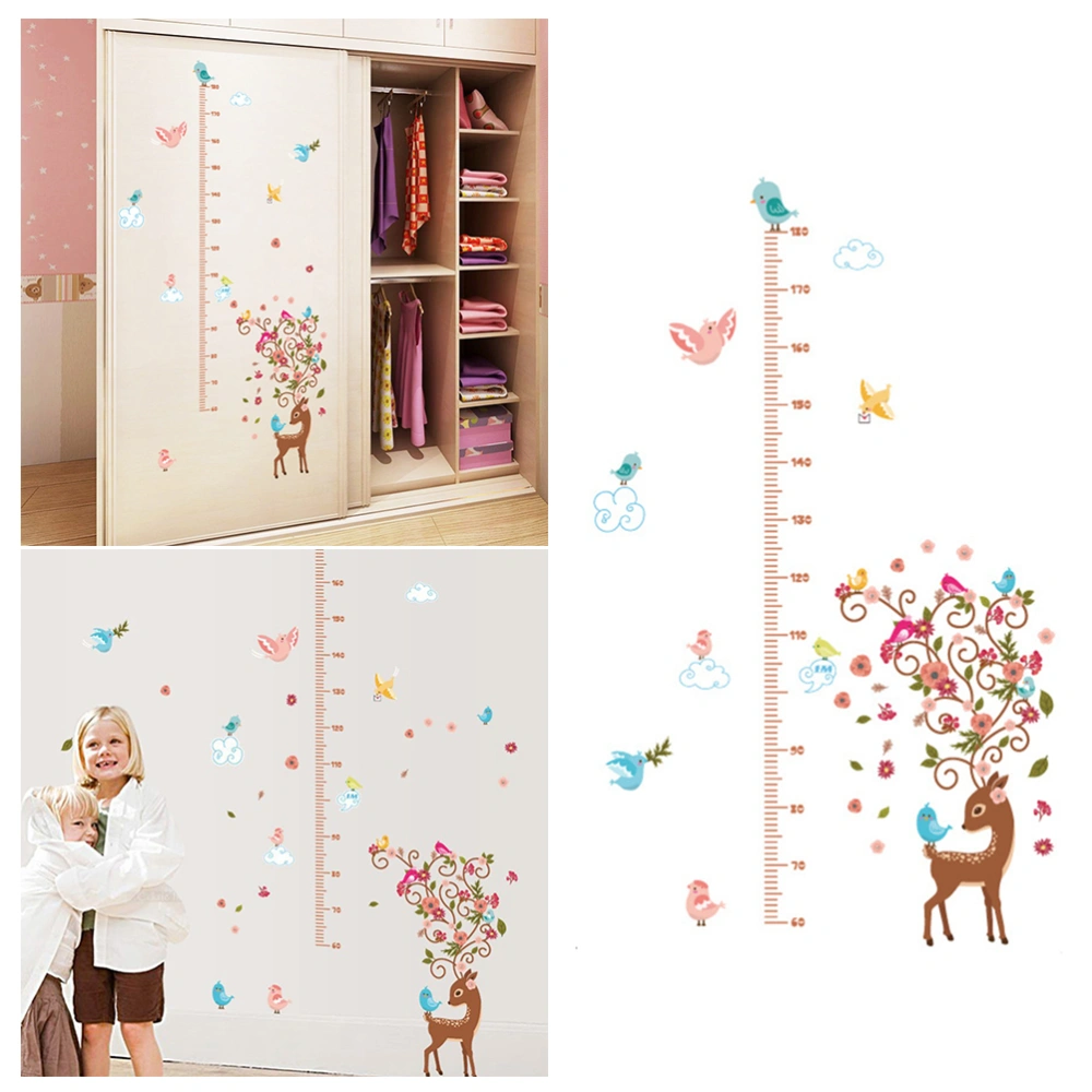 Creative Wall Stickers With Height Ruler And Deer Nice Stickers For Kid Children Room Unique Decal Record The Child's Height