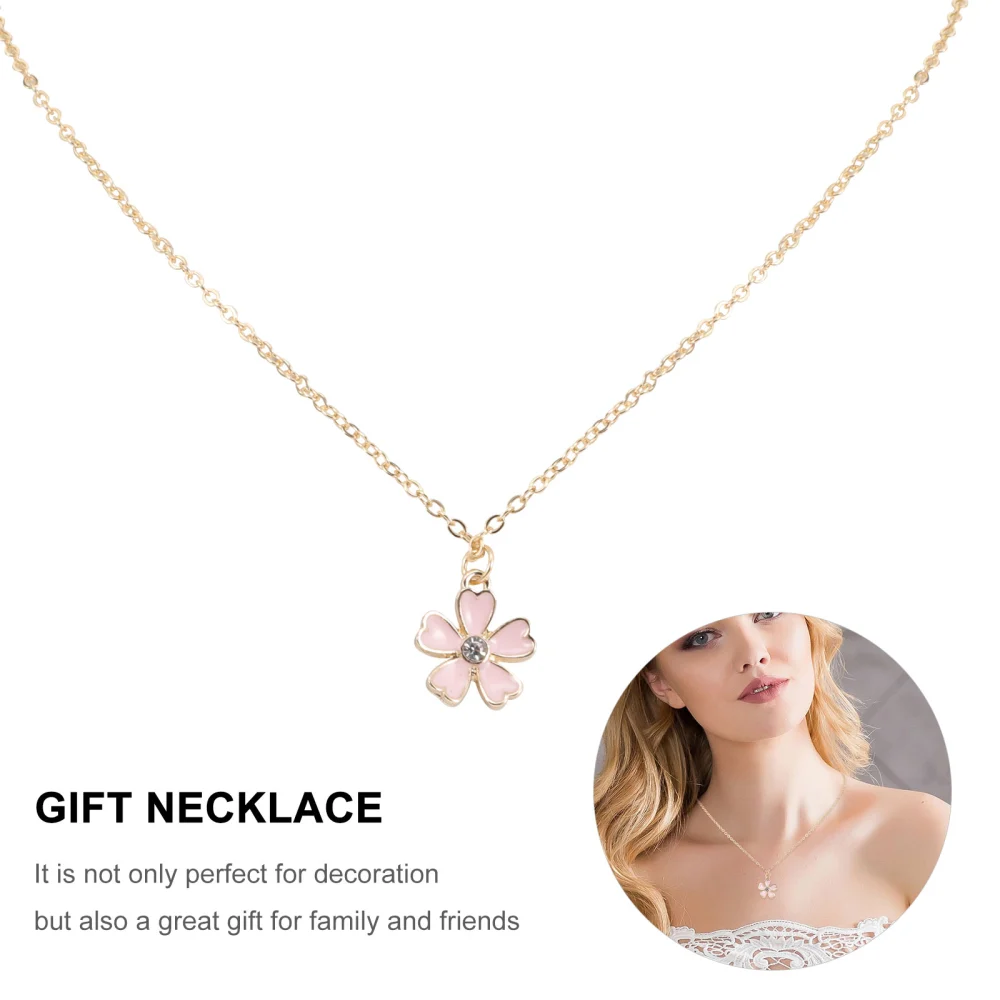 Lovely Cherry Flower Necklace Delicate Women Necklace Girls Clavicular Necklace