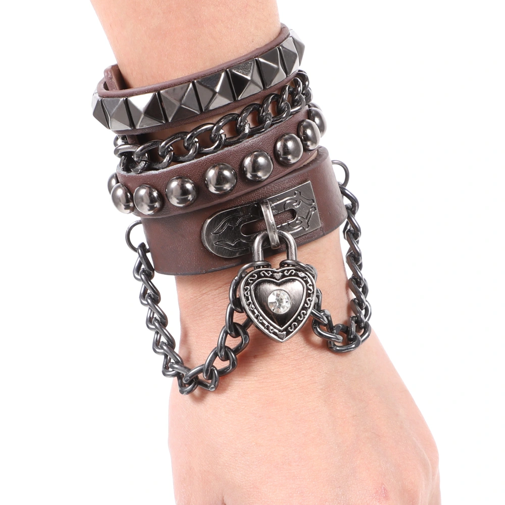 Punk Bracelet Multilayer Rivet Bracelet for Cosplay Performance Halloween Party