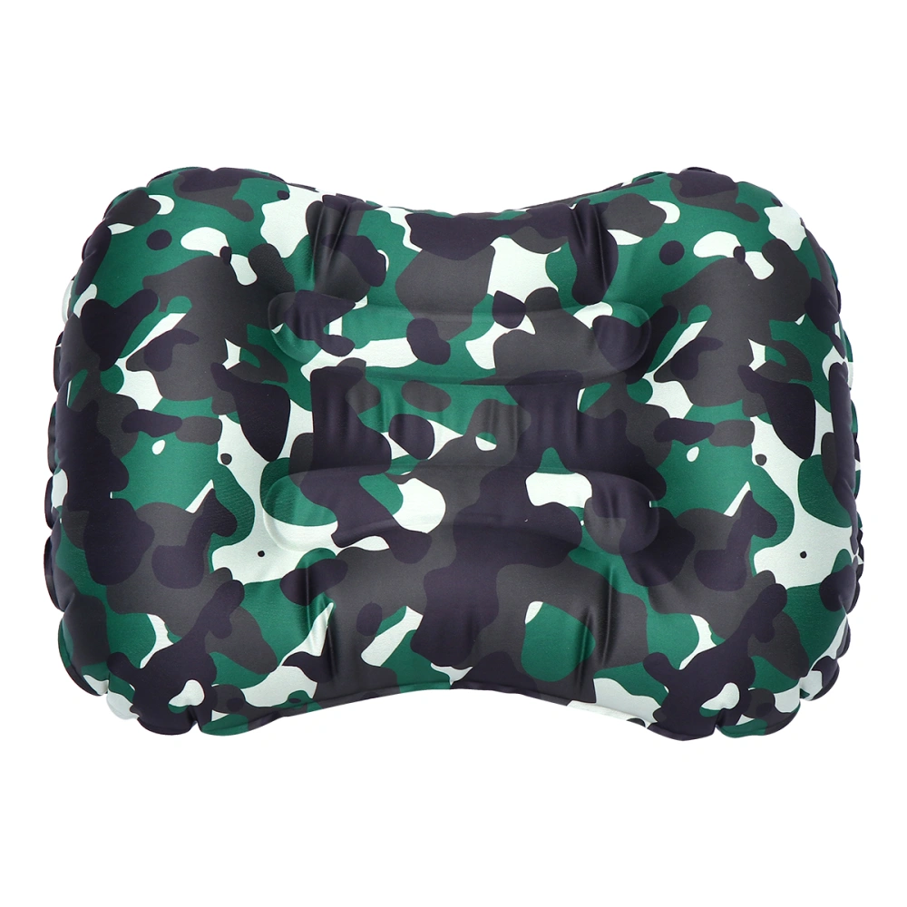 Portable Inflatable Pillow Multifunctional Rest Pillow Outdoor Camping Pillow Head Neck Cushion for Daily Use (Camouflage Green)