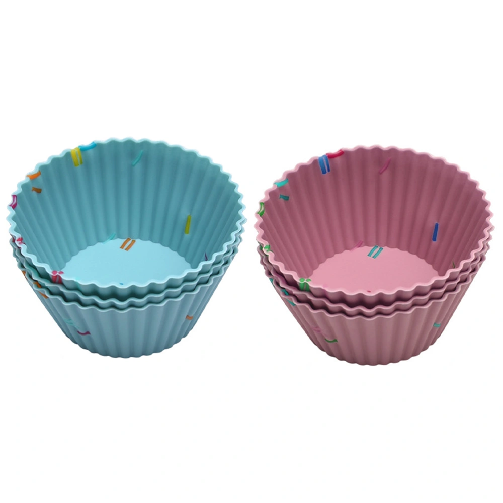 1 Set/6PCS Thickened Silicone Muffin Cup Round Lace Baking Mold (Mix Color)