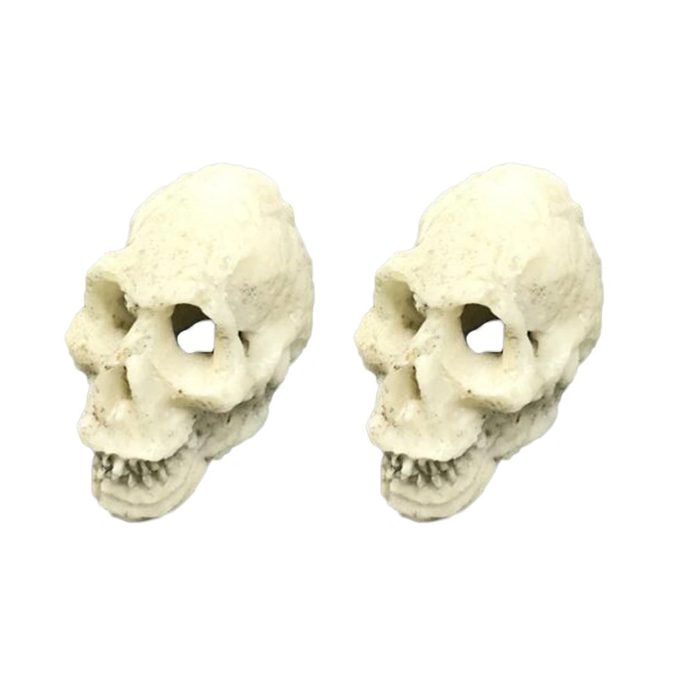 2PCS Simulation Mini Human Skull Mold Pet Shelter Landscaping Decorative Aquarium Ornament for Pet Reptile Spider Animal (Random Pattern)