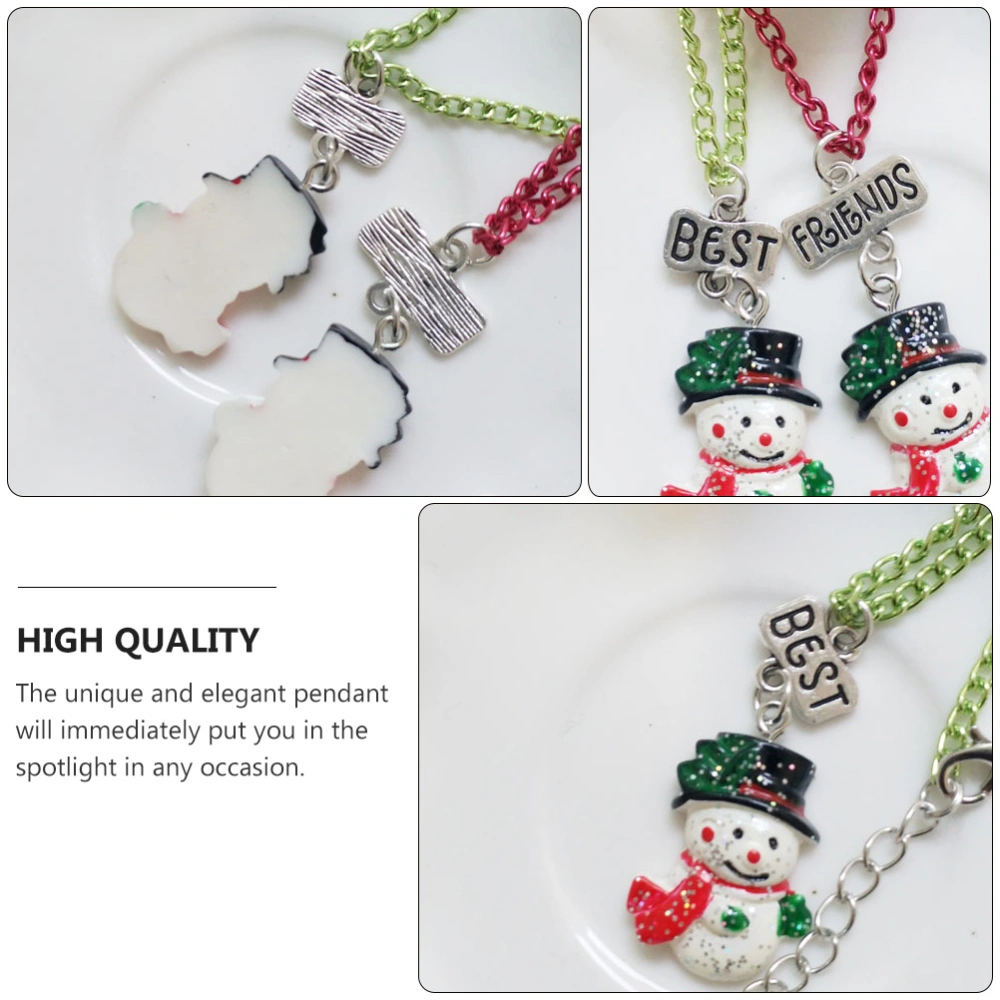 2Pcs Lovely Snowman Shaped Necklace Colorful Resin Neck Pendant Christmas Decor