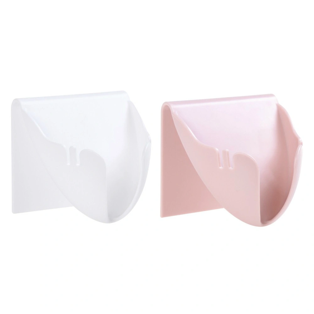 2Pcs Soap Organizer Draining Supporter No Hole Plastic Washroom Rack(Pink White)