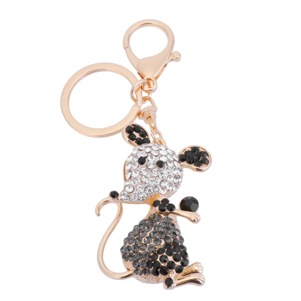 Mouse Pendant Keychain Creative Key Rings Hanging Ornament Metal Keychain Rat Design Key Holder Gift Bag Pendant (Black 2)