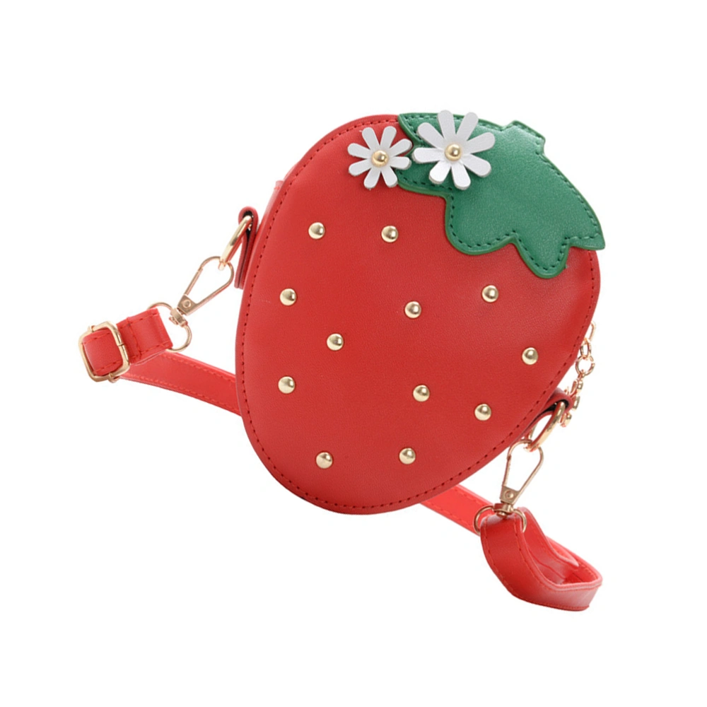 1pc Girl Crossbody Bag Simple Small Shoulder Bag Strawberry Shaped Coin Bag