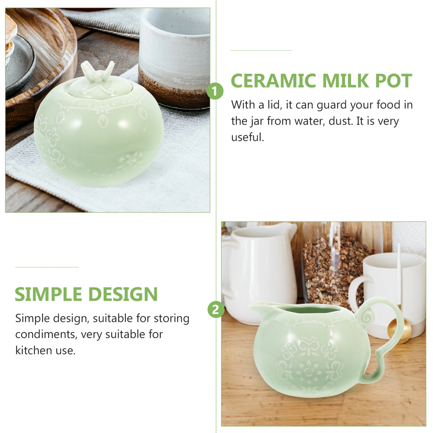 1 Set of Milk Pot and Sugar Jar Ceramic Sugar Bowl European Style Milk Pot Kitchen Tableware