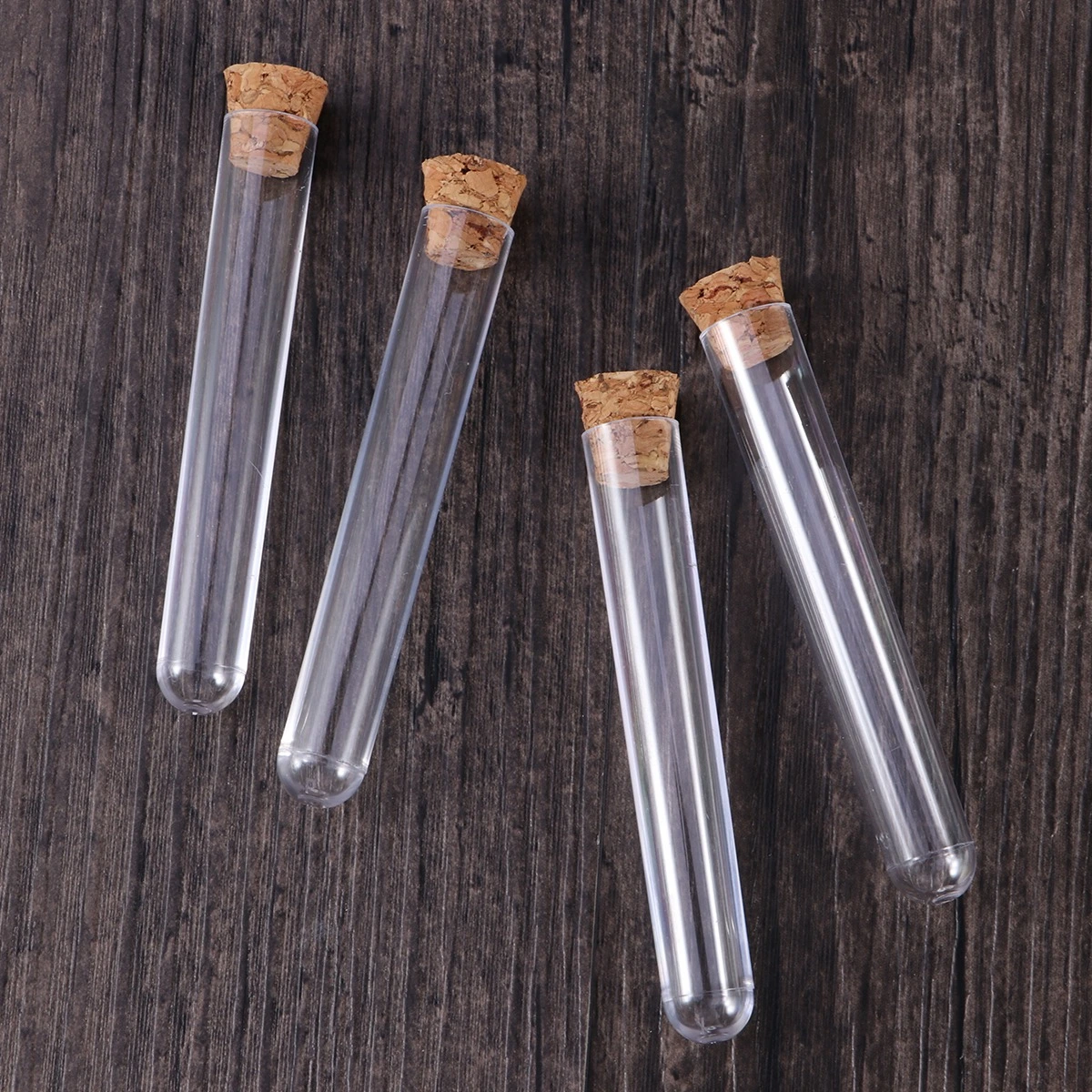 100pcs 1.2x7.5cm Plastic Clear Test Tubes with Cork Stoppers and Brush for Scientific Experiments Powder Liquid Storage (100pcs with 5pcs Stickers of 24 Labels)