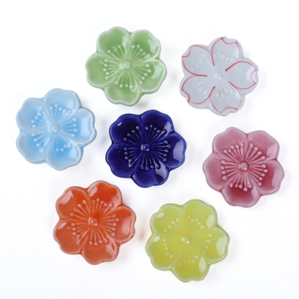 5pcs Ceramic Chopsticks Rest Japanese Style Sakura Chopsticks  Stand Flower Design Rack Holder (Assorted Color)