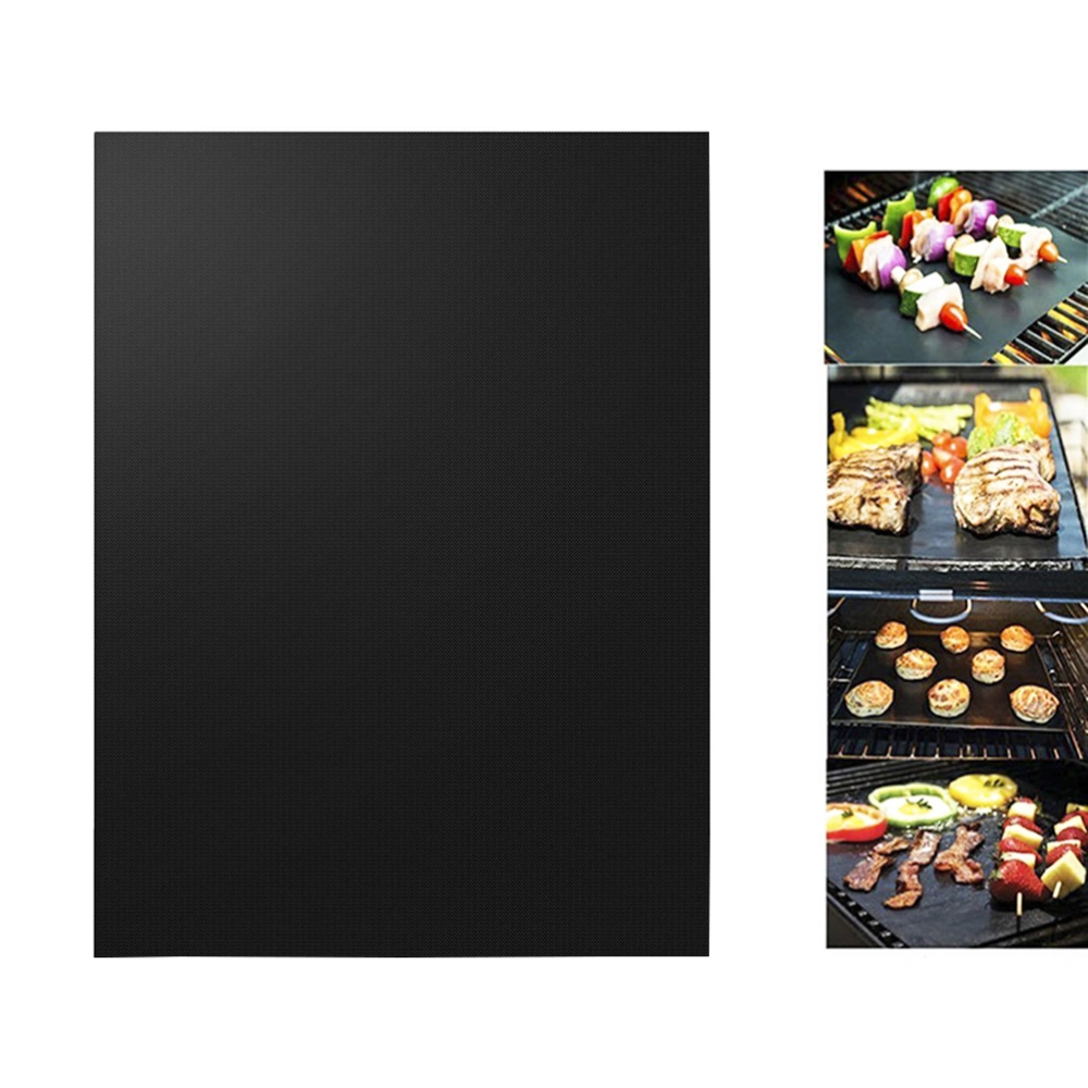 BBQ Oven Grill Mat Heat Resistant Non-Stick BBQ Grill Sheet Oven Pan Liners Baking Pad Mat (Black)