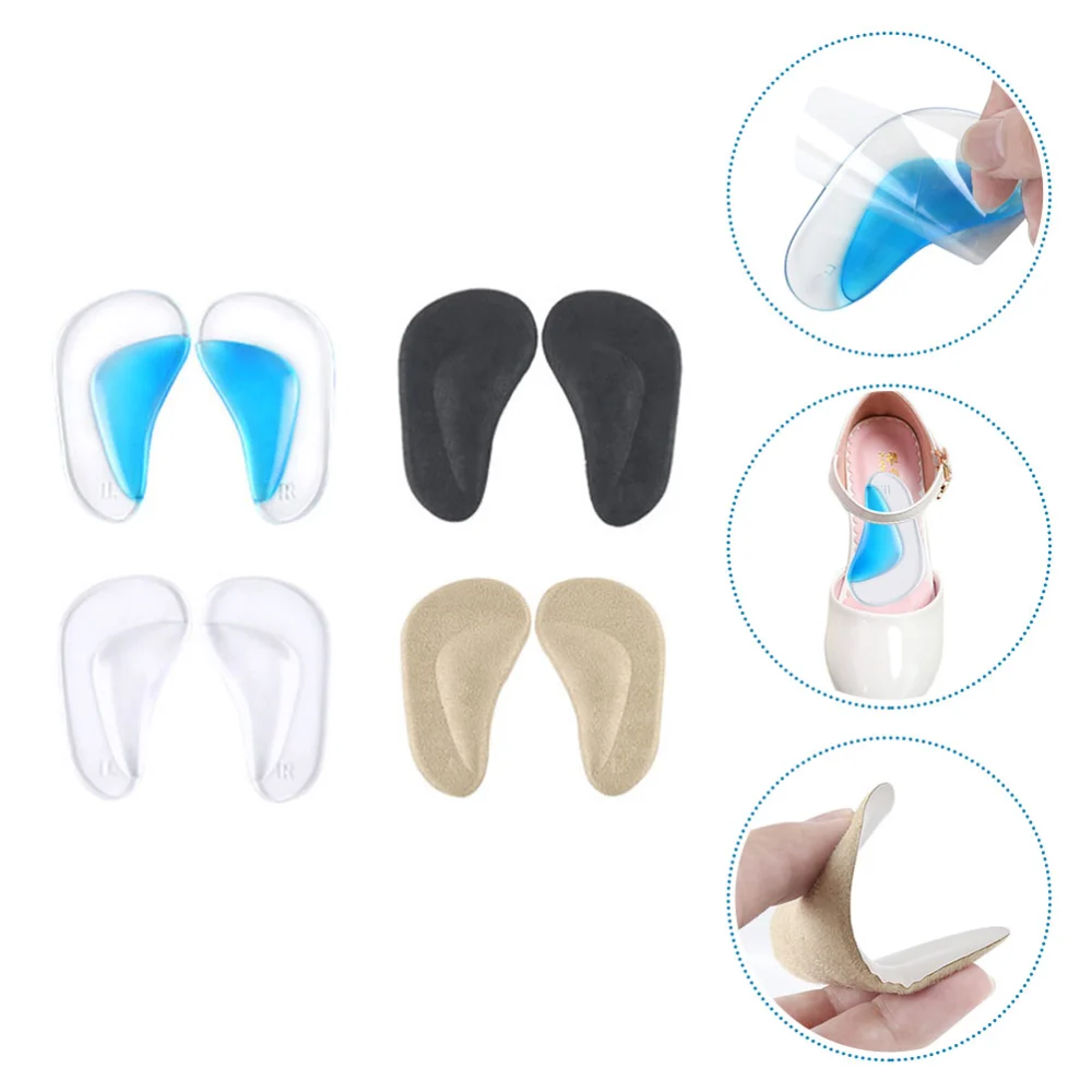 4 Pairs Gel Arch Support Cushions Reusable Foot Arch Support Pads for Men Women