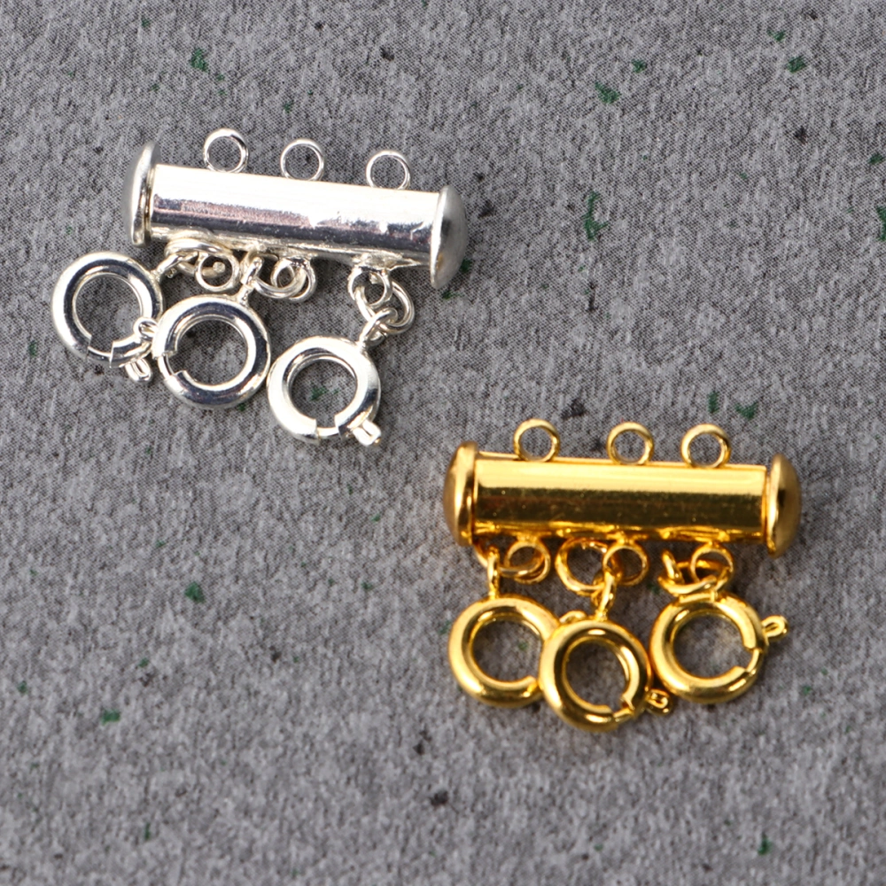 4pcs DIY Jewelry Supplies Multi-layer Necklace Connectors Copper Connecting Buckles for Women Men (3 Rows)