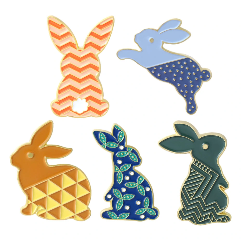 5Pcs Easter Rabbit Shaped Design Corsage Brooches for Easter Decoration Random Style