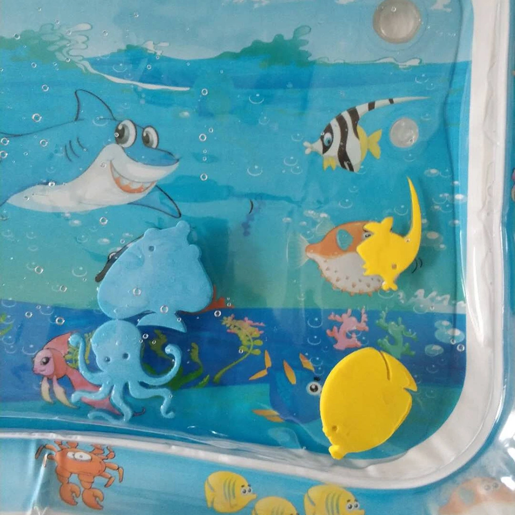 Baby Inflatable Pad Kids Toy Water Cushion Cooling Mat Touching Training Tool Sea Animal Patted Water Pad for Toddler Children Baby（Sky-blue）