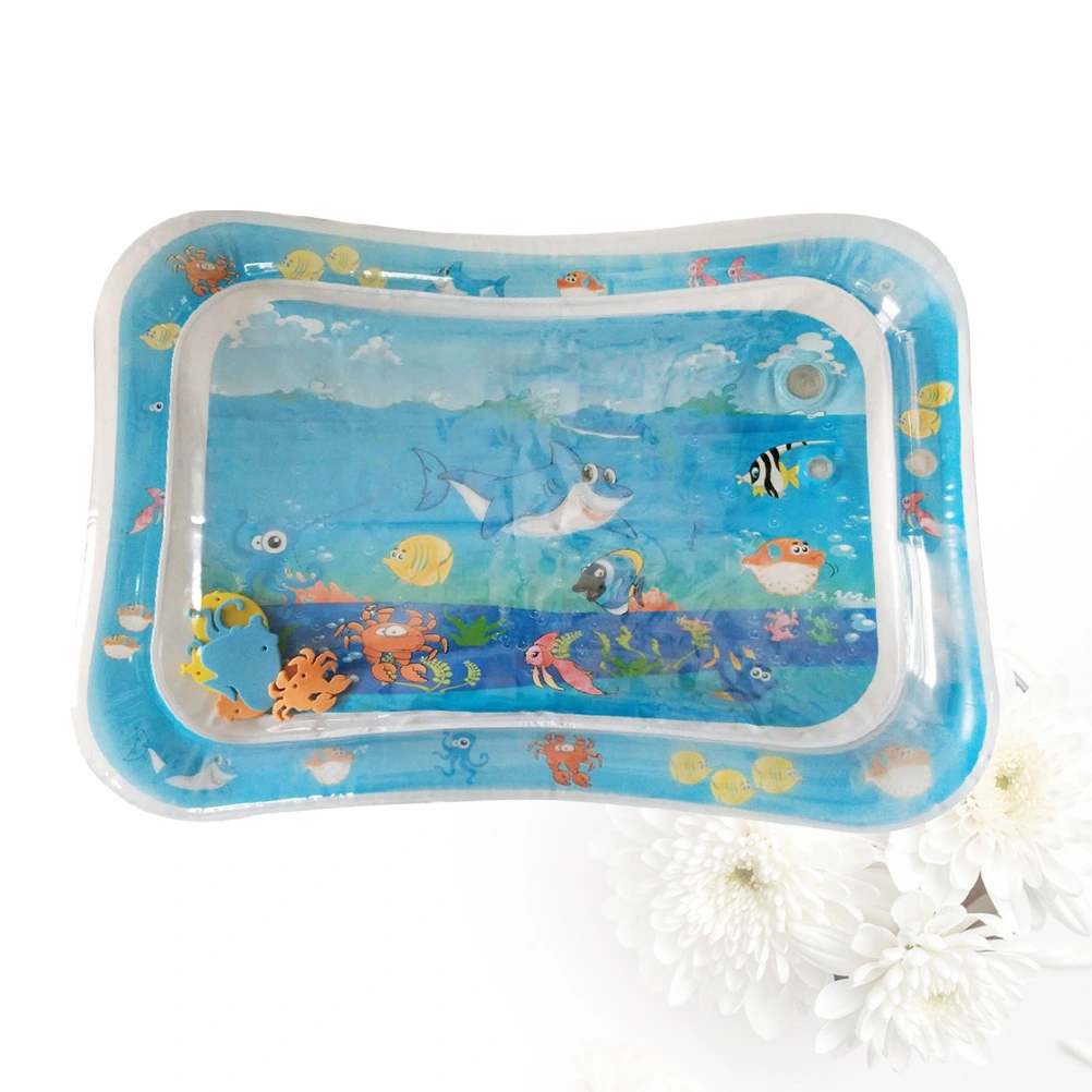 Baby Inflatable Pad Kids Toy Water Cushion Cooling Mat Touching Training Tool Sea Animal Patted Water Pad for Toddler Children Baby（Sky-blue）