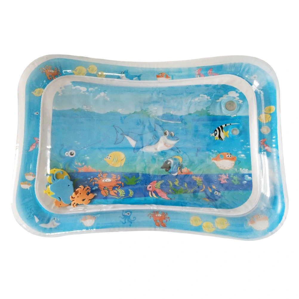 Baby Inflatable Pad Kids Toy Water Cushion Cooling Mat Touching Training Tool Sea Animal Patted Water Pad for Toddler Children Baby（Sky-blue）