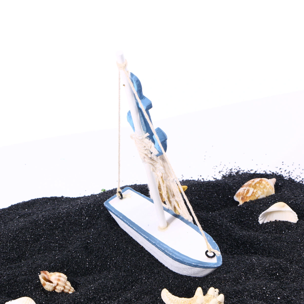 Handmade Vintage Mediterranean Sailer Sailboat Model Decorative Ship Boat Model Nautical Decor Kid's Toy (B Style)
