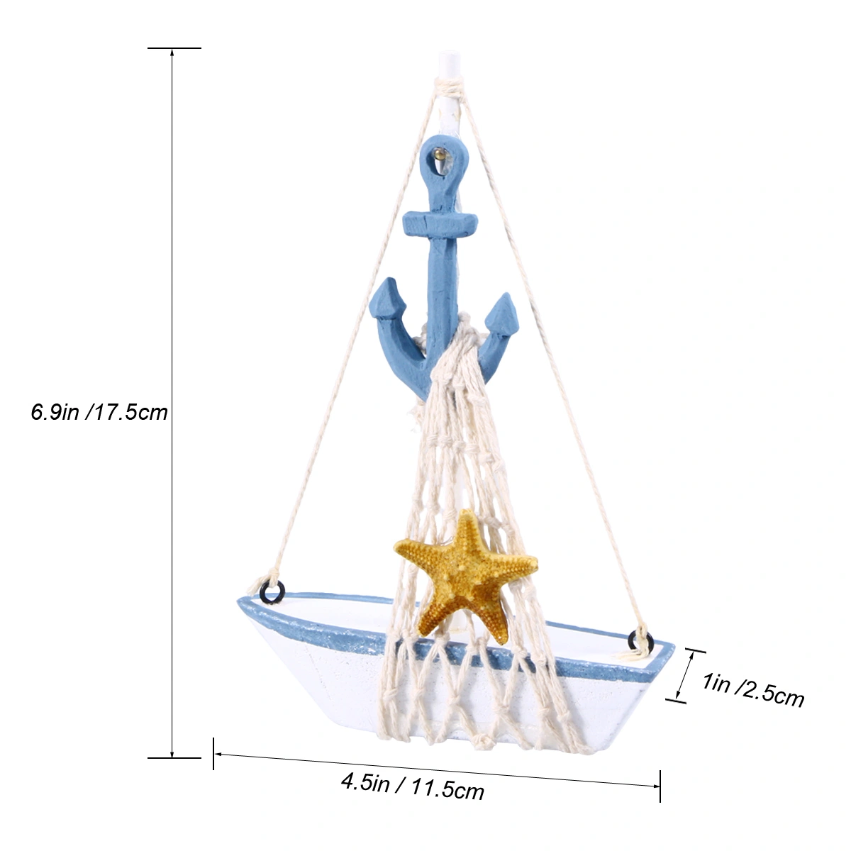 Handmade Vintage Mediterranean Sailer Sailboat Model Decorative Ship Boat Model Nautical Decor Kid's Toy (B Style)