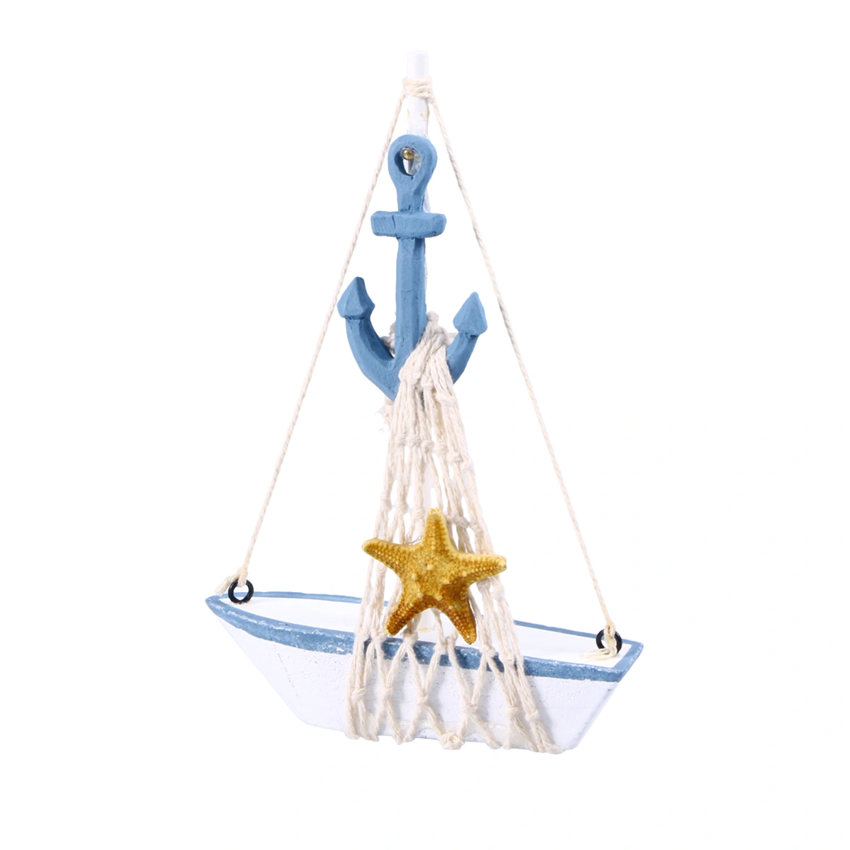 Handmade Vintage Mediterranean Sailer Sailboat Model Decorative Ship Boat Model Nautical Decor Kid's Toy (B Style)