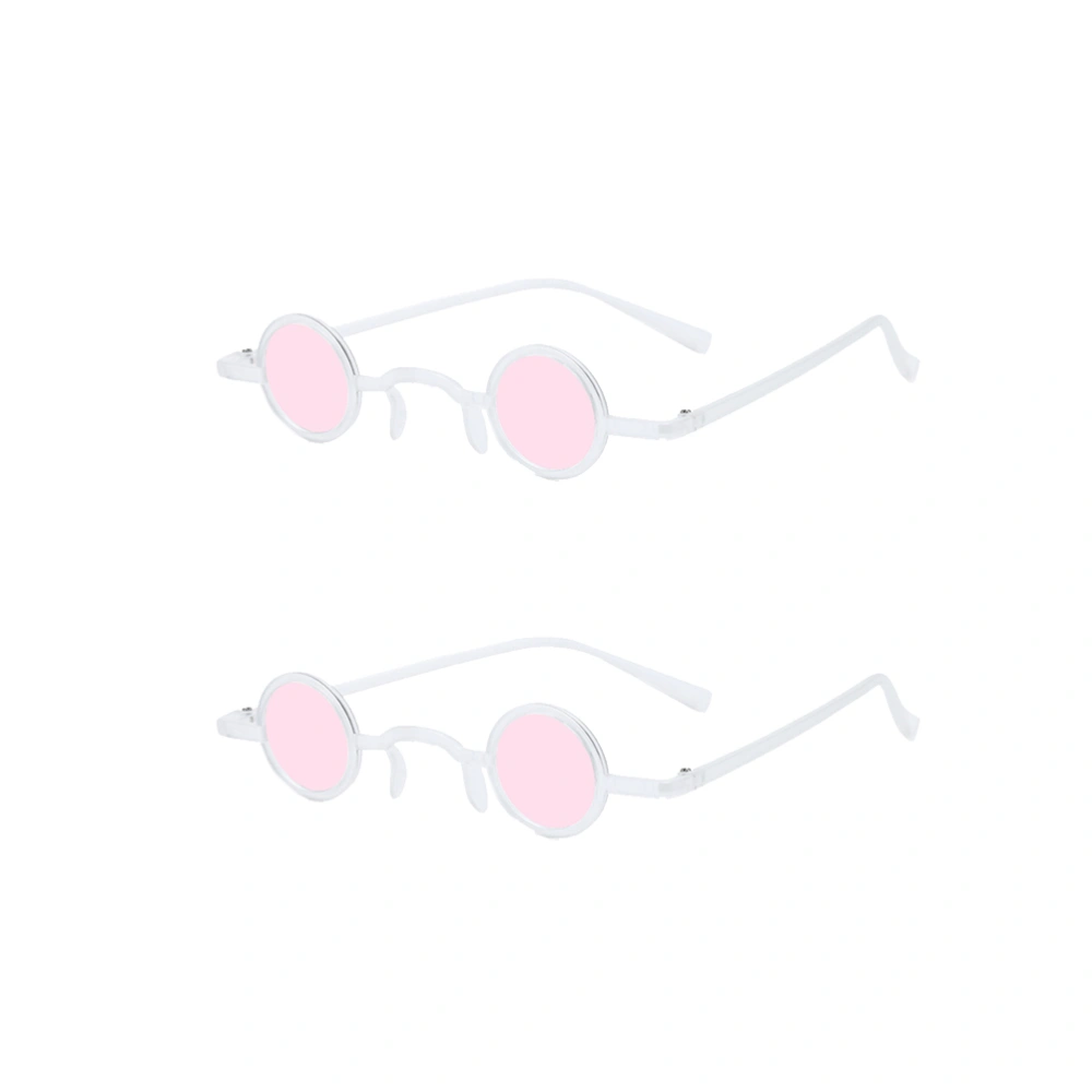 2 Pairs of Spoof Glasses Retro Funny Creative Decor Spoof Glasses Sunglasses for Man Woman (White Frame and Pink Eyeglass Pattern)