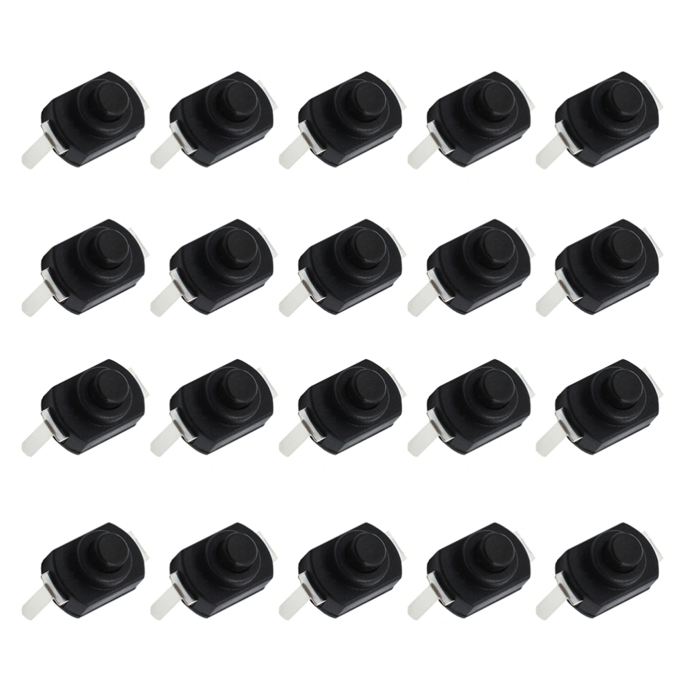 20pcs Durable Button Switch Practical Replacement On-off Accessory for Electric Torch LED Flashlight (1208 Curved Feet Black)