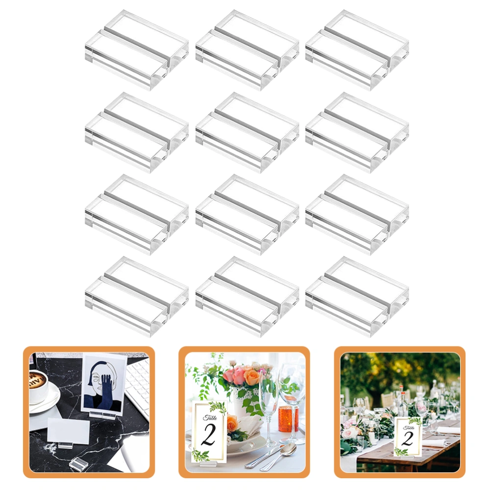 12pcs Acrylic Card Display Stand Table Number Stands Clear Acrylic Sign Holders