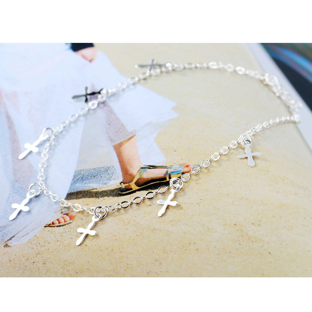 Vintage Silver Christian Cross Chain Ankle Bracelet Anklet Foot Jewelry for Women Girls